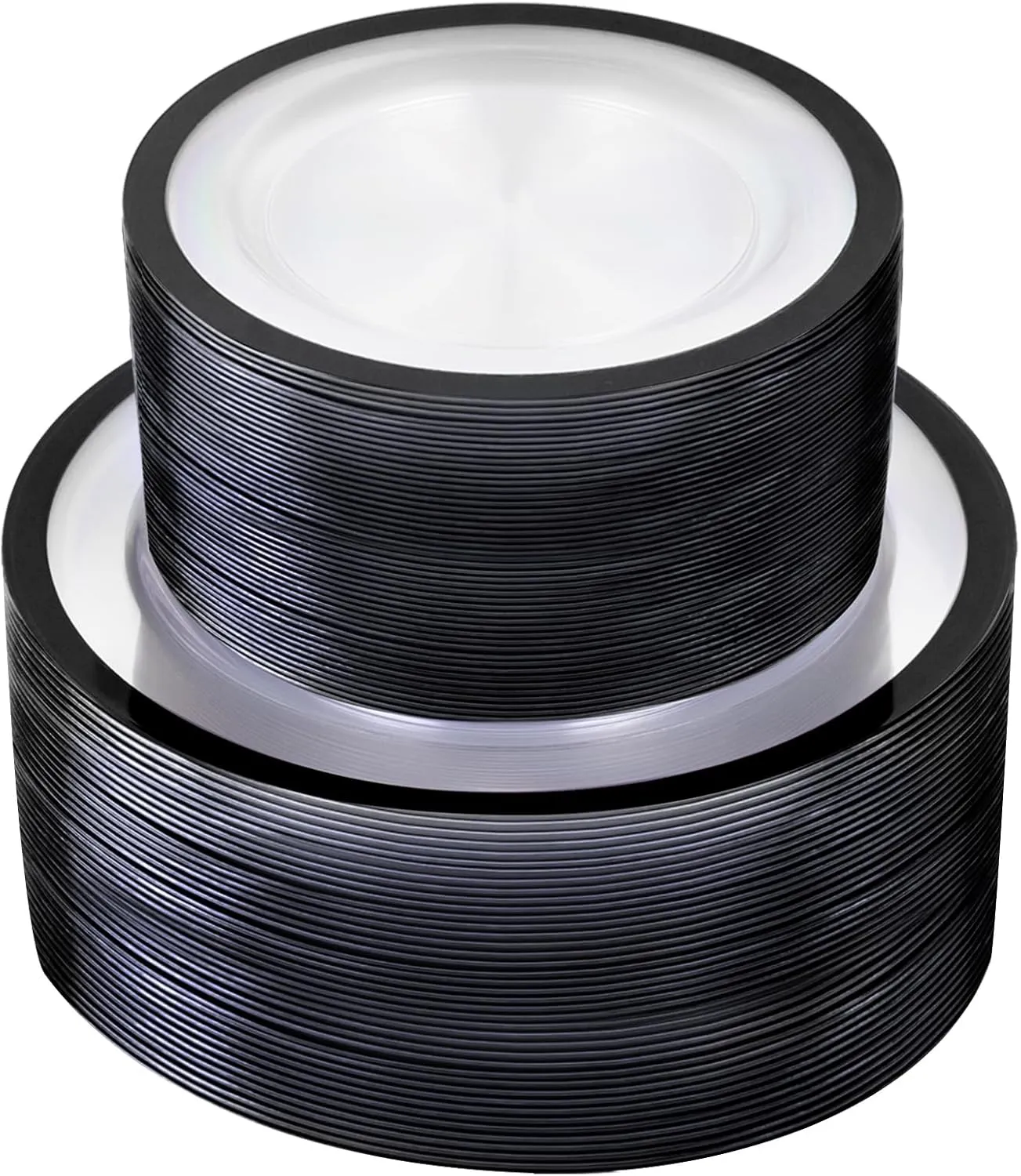 U-QE 120pcs Black Plates Disposable for Party - Clear Plastic Plates Disposable Heavy Duty - Plastic Party Plates Including 60 Dinner Plates 10” & 60 Appetizer/Dessert Plates 7"