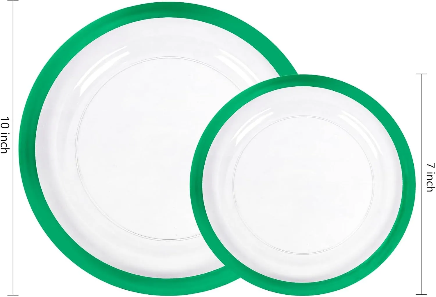 U-QE 120PCS Clear Green Plastic Plates - Clear Plastic Plates Disposable Heavy Duty- Include 60 10” Dinner Plates and 60 7” Dessert Plates, Perfect for Party, Wedding