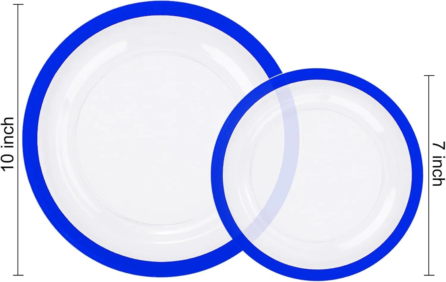 U-QE 120pcs Royal Blue Plastic Plates - Clear Disposable Plates Heavy Duty - Includes 60 10" Dinner & 60 7" Dessert Plates for Party, Birthday and Memorial Day