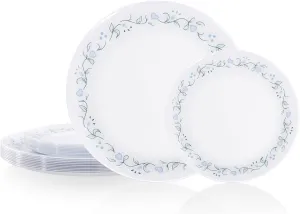 U-QE 20Pcs Floral Plastic Plates - Spring Floral Plates Disposable Heavy Duty, Fancy Flower Pattern Perfect for Weddings, Tea Parties, Holidays - 10.25" Dinner Plate & 7.5" Dessert Plate