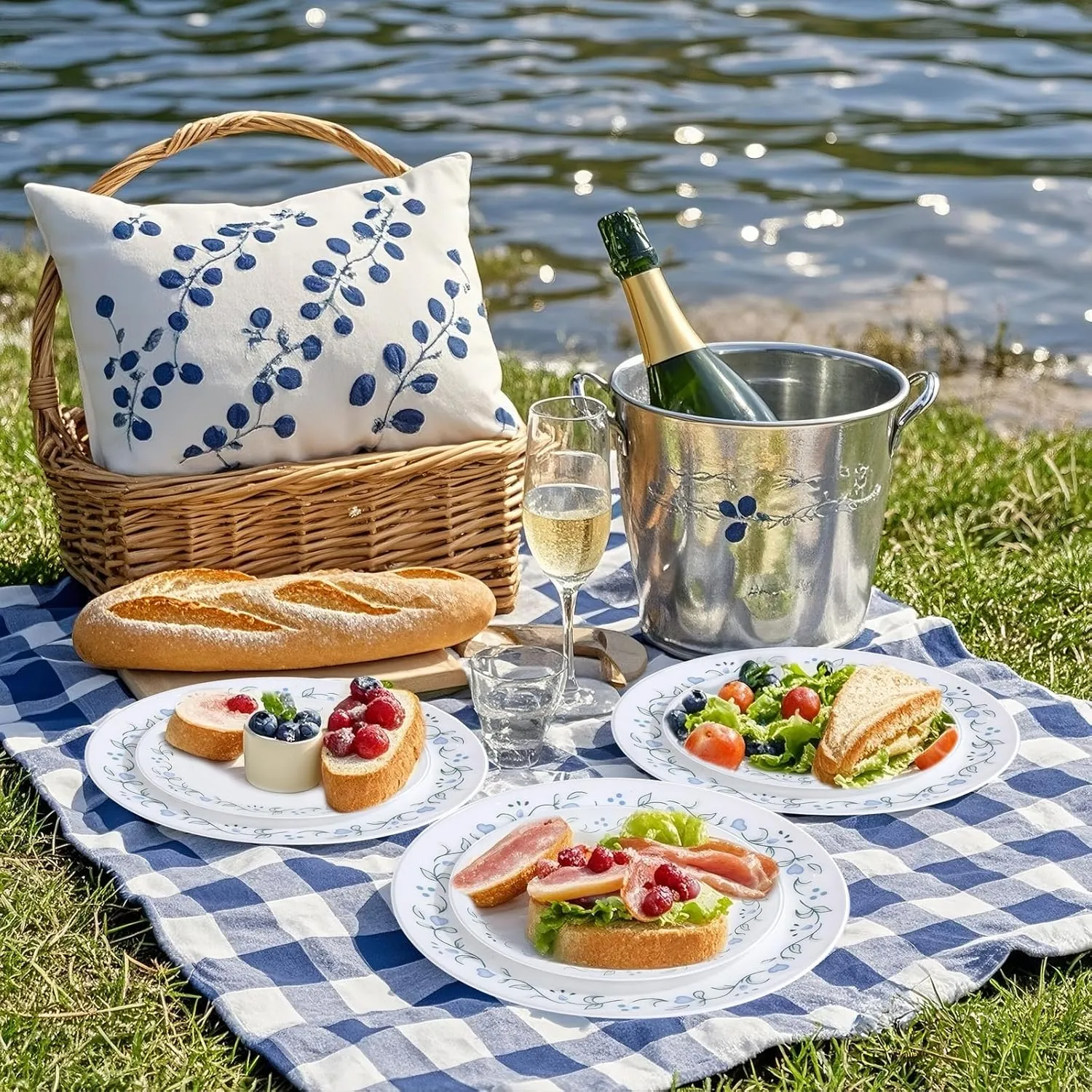 U-QE 20Pcs Floral Plastic Plates - Spring Floral Plates Disposable Heavy Duty, Fancy Flower Pattern Perfect for Weddings, Tea Parties, Holidays - 10.25" Dinner Plate & 7.5" Dessert Plate