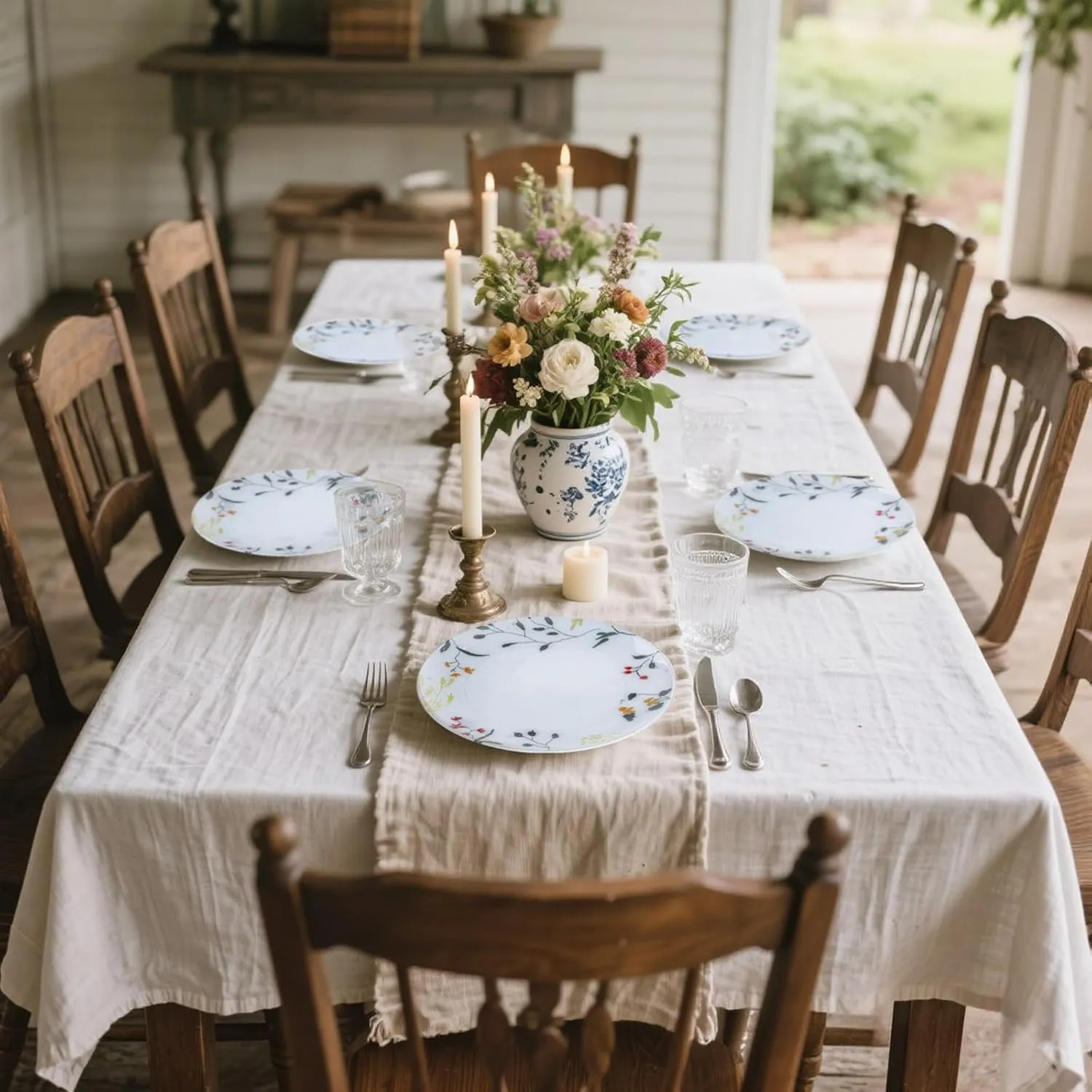 U-QE 20Pcs Wildflower Plastic Plates - Spring Floral Plates Disposable Heavy Duty, Fancy Floral Pattern Perfect for Weddings, Tea Parties, Holidays - 10.25" Dinner Plate & 7.5" Dessert Plate