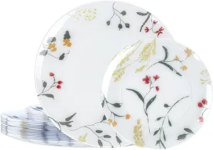 U-QE 20Pcs Wildflower Plastic Plates - Spring Floral Plates Disposable Heavy Duty, Fancy Floral Pattern Perfect for Weddings, Tea Parties, Holidays - 10.25" Dinner Plate & 7.5" Dessert Plate