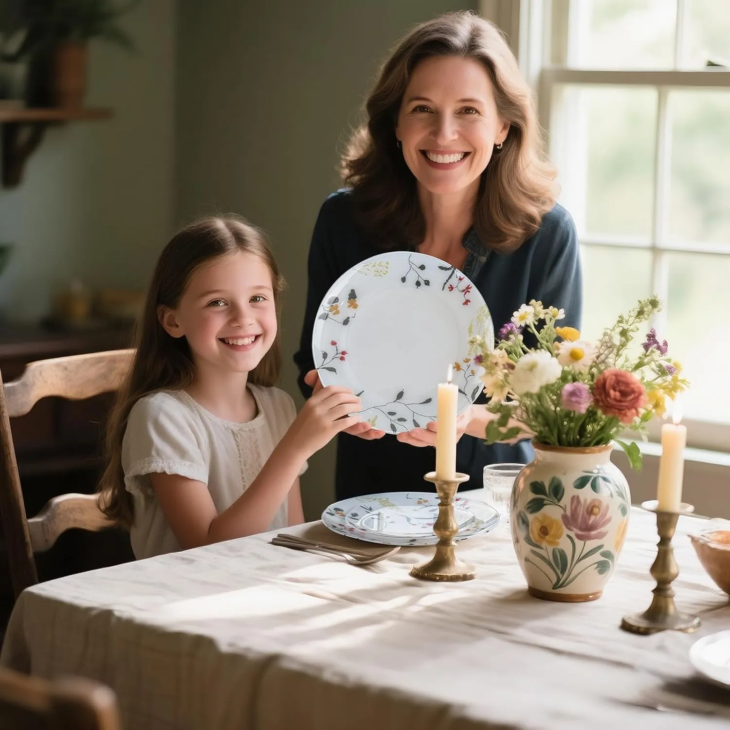 U-QE 20Pcs Wildflower Plastic Plates - Spring Floral Plates Disposable Heavy Duty, Fancy Floral Pattern Perfect for Weddings, Tea Parties, Holidays - 10.25" Dinner Plate & 7.5" Dessert Plate
