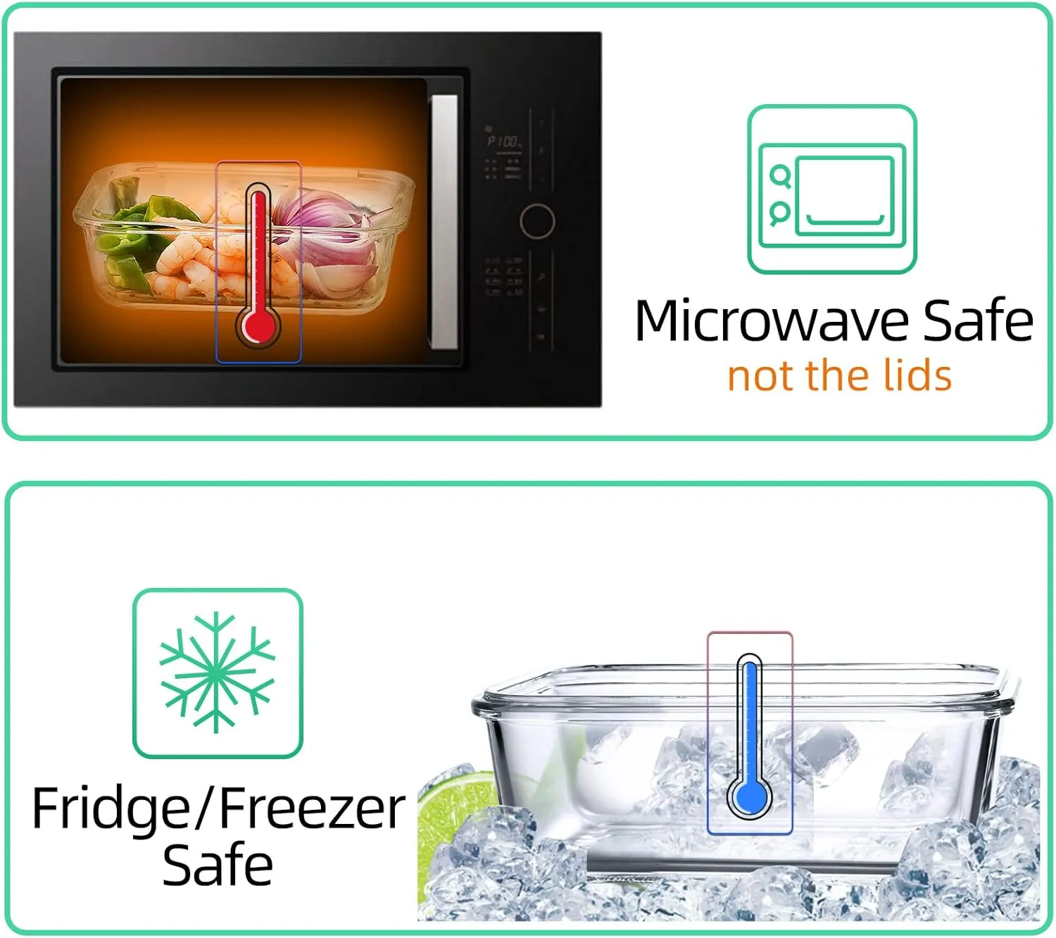 UMEIED 10 Pack Glass Food Storage Containers with Lids Leakproof, Airtight Glass Meal Prep Containers For Lunch, On The Go, Leftover, Dishwasher Safe