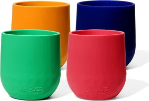Unbreakable Silicone Wine Glasses - Set of 4- BPA-Free, Swirls (Tucan)