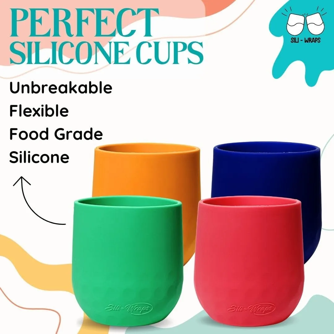 Unbreakable Silicone Wine Glasses - Set of 4- BPA-Free, Swirls (Tucan)