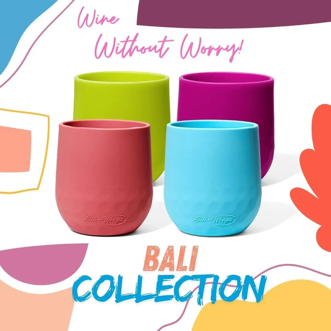 Unbreakable Silicone Wine Glasses - Set of 4- BPA-Free, Swirls (Tucan)