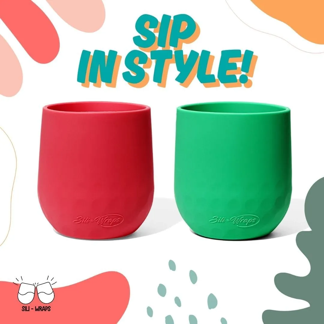 Unbreakable Silicone Wine Glasses - Set of 4- BPA-Free, Swirls (Tucan)
