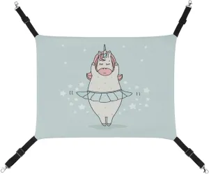 Unicorn Ballet Dancing Cat Hanging Hammock Soft Breathable Pet Cage Dog Hammock with Adjustable Straps and Metal Hooks