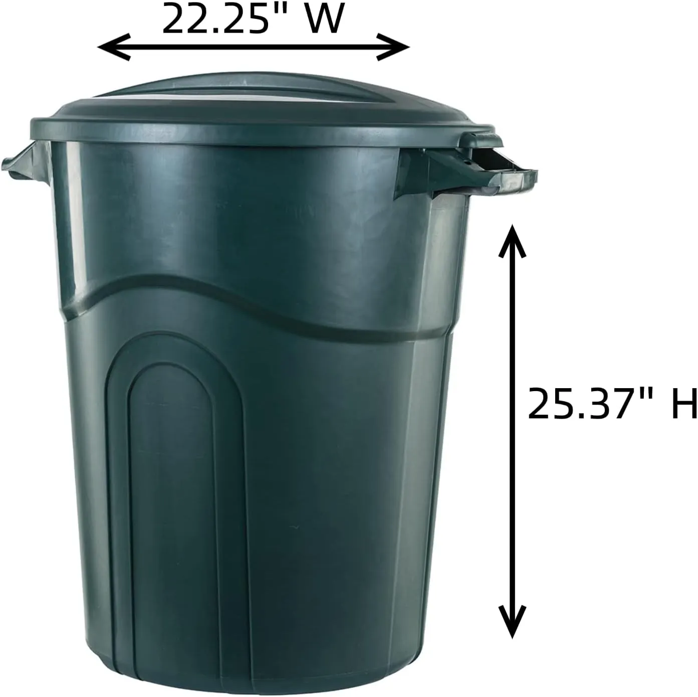 United Solution ECOSolution 20 Gallon Round Waste Container, ECO Green, Easy to Carry Garbage Can with Sturdy Construction, Pass-Through Handles & Attachable Click Lock Lid, 2-Pack