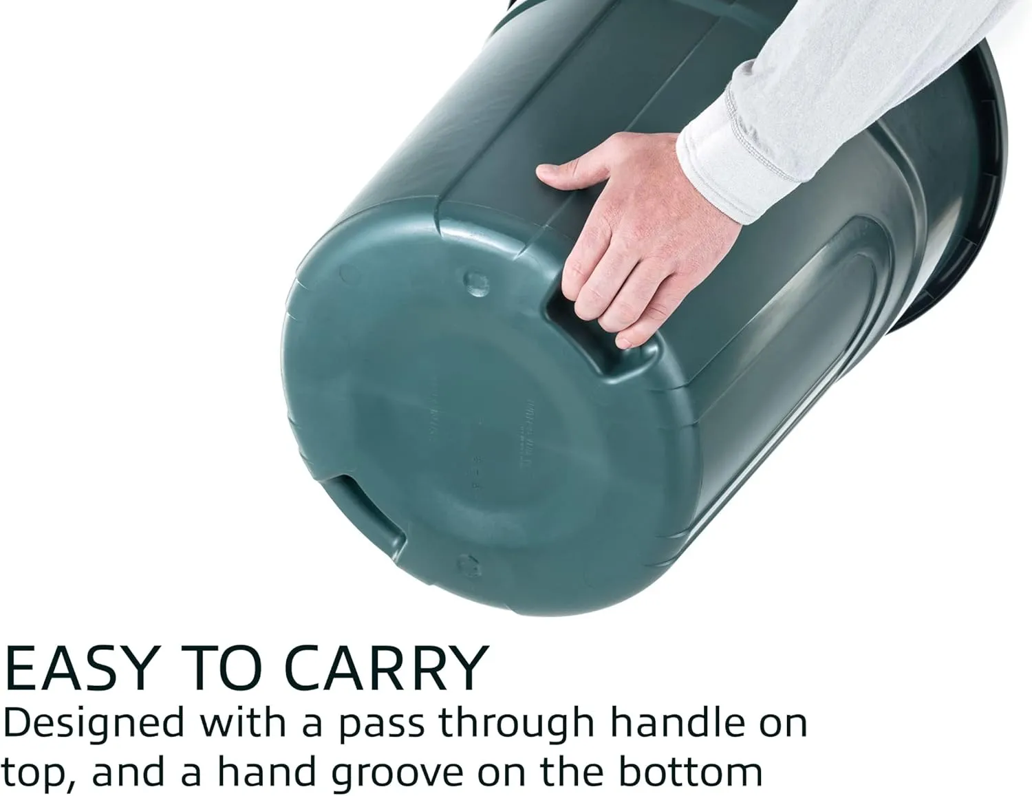 United Solution ECOSolution 20 Gallon Round Waste Container, ECO Green, Easy to Carry Garbage Can with Sturdy Construction, Pass-Through Handles & Attachable Click Lock Lid, 2-Pack