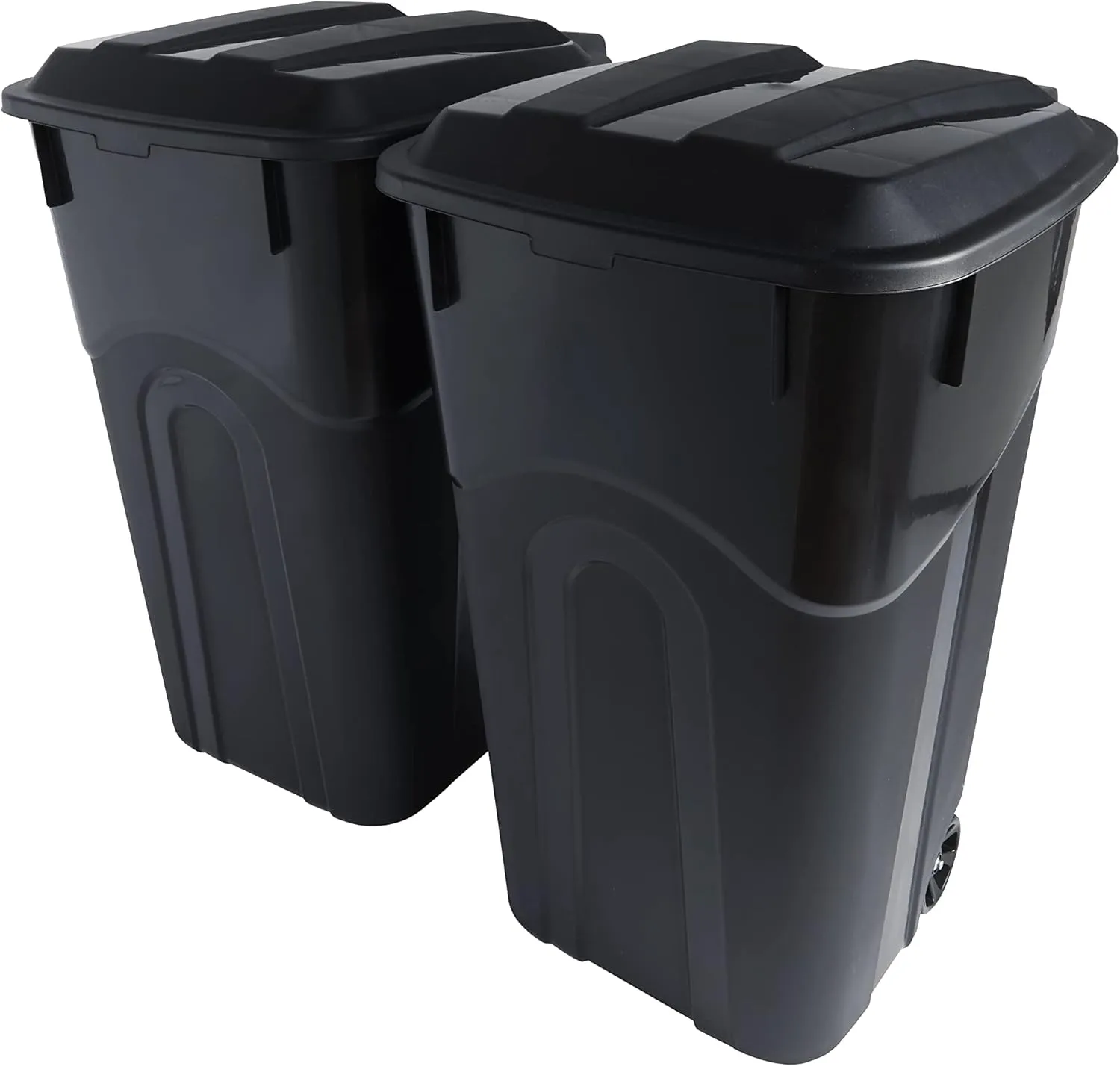 United Solutions 32 Gallon 2 Pack Outdoor Trash Can Bundle with O-Cedar EasyWring Microfiber Spin Mop and Bucket Floor Cleaning System