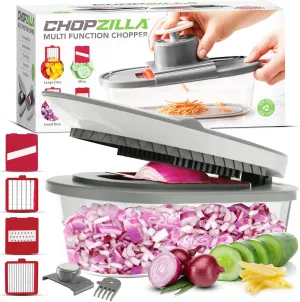 Vegetable Chopper and Mandoline Slicer for Kitchen with 4 Blades, Scraper and Container, ALL in 1 Sharp Veggie Chopper Vegetable Cutter, French Fry Cutter, Onion, Fruit, Salad, Potato