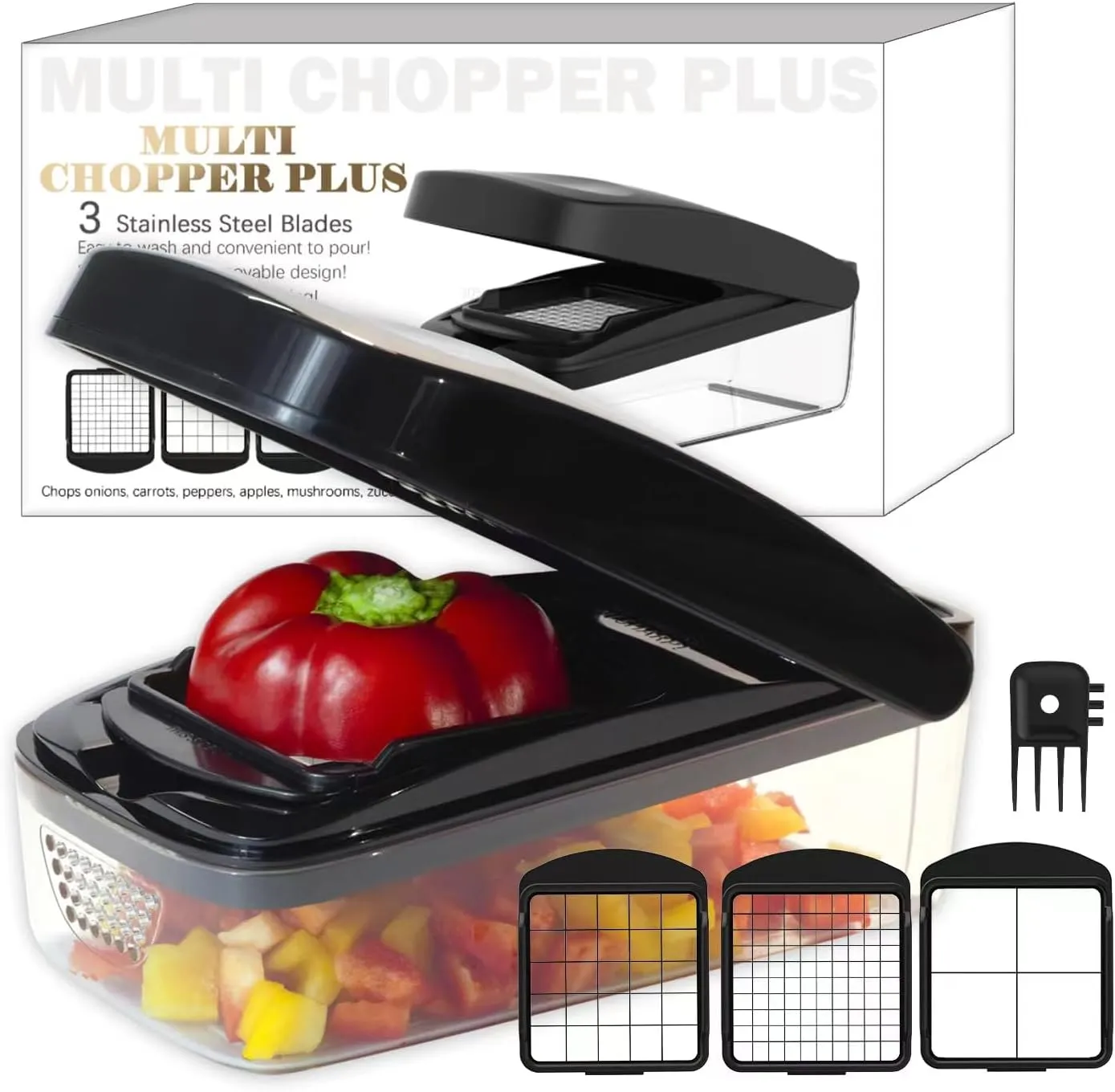 Vegetable Chopper, Food Choppers, Onion Chopper, Veggie Choppers, Onion Dicer, Potato Dicer Cuber with Container, Onion Dicer & Vegetable Dicer (Black)