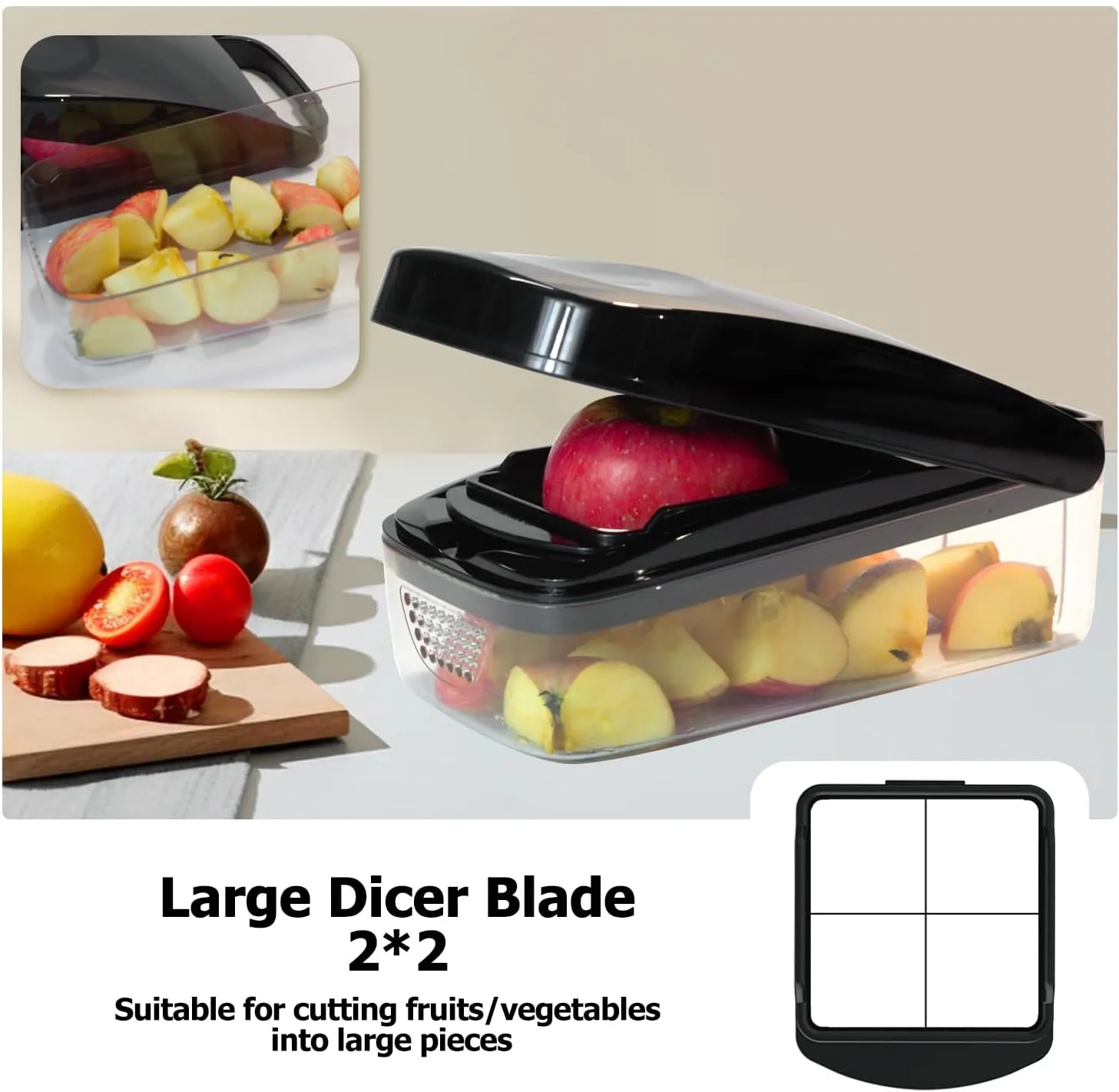 Vegetable Chopper, Food Choppers, Onion Chopper, Veggie Choppers, Onion Dicer, Potato Dicer Cuber with Container, Onion Dicer & Vegetable Dicer (Black)