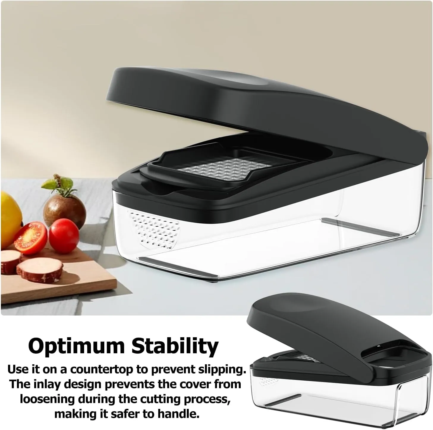 Vegetable Chopper, Food Choppers, Onion Chopper, Veggie Choppers, Onion Dicer, Potato Dicer Cuber with Container, Onion Dicer & Vegetable Dicer (Black)