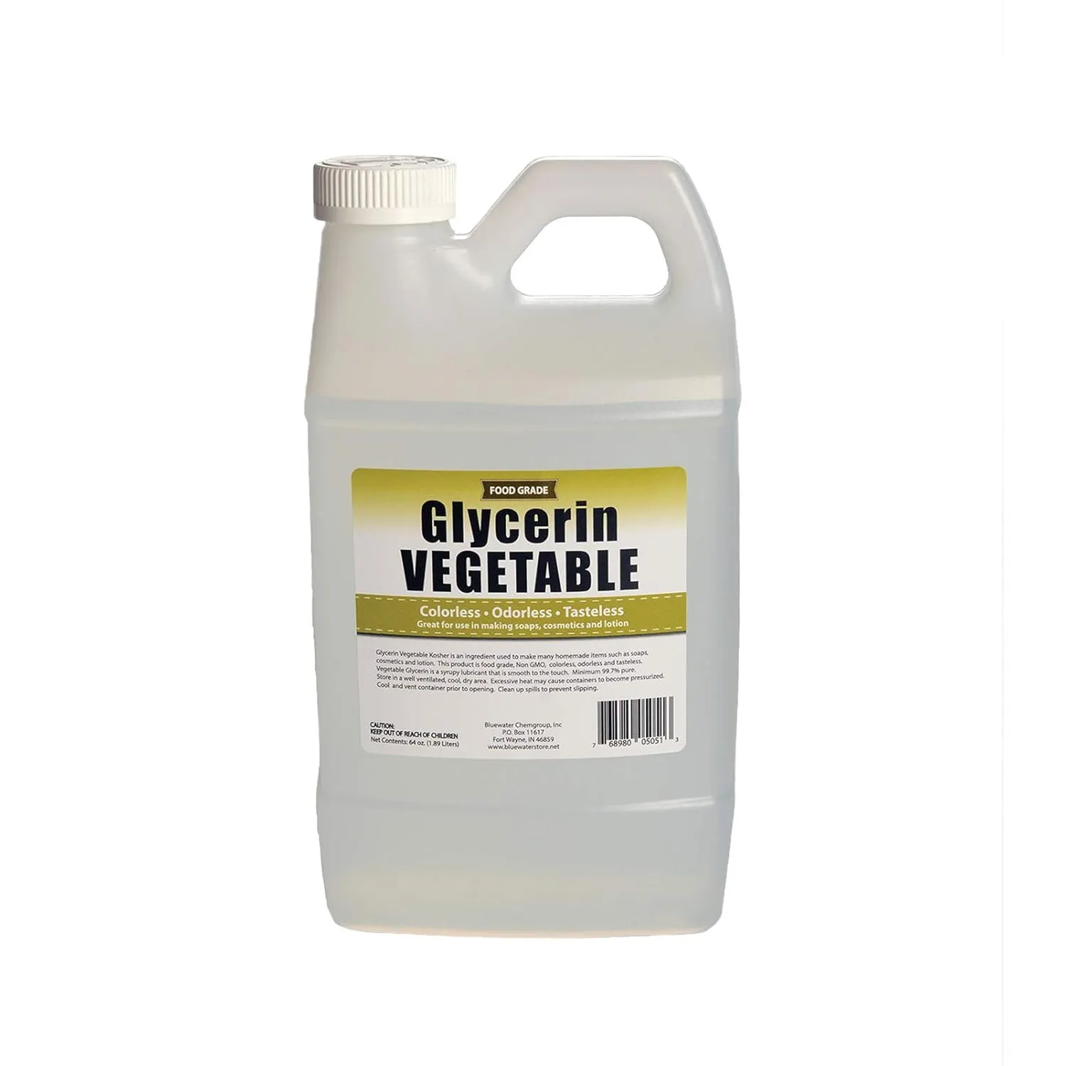 Vegetable Glycerin - Half Gallon (64oz)- All Natural, USP Grade - Premium Quality Liquid Glycerin, Excellent Emollient Qualities, Amazing Skin and Hair Benefits, DIY Beauty Products.