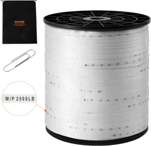 VEVOR Pull Tape, Tensile Capacity, Professional Flat Rope 1053' Extended Reel, Polyester Webbing Suitable for Packaging in Crafting, and Commercial Electrical, 2500 lb (3/4" x 1053 ft), White