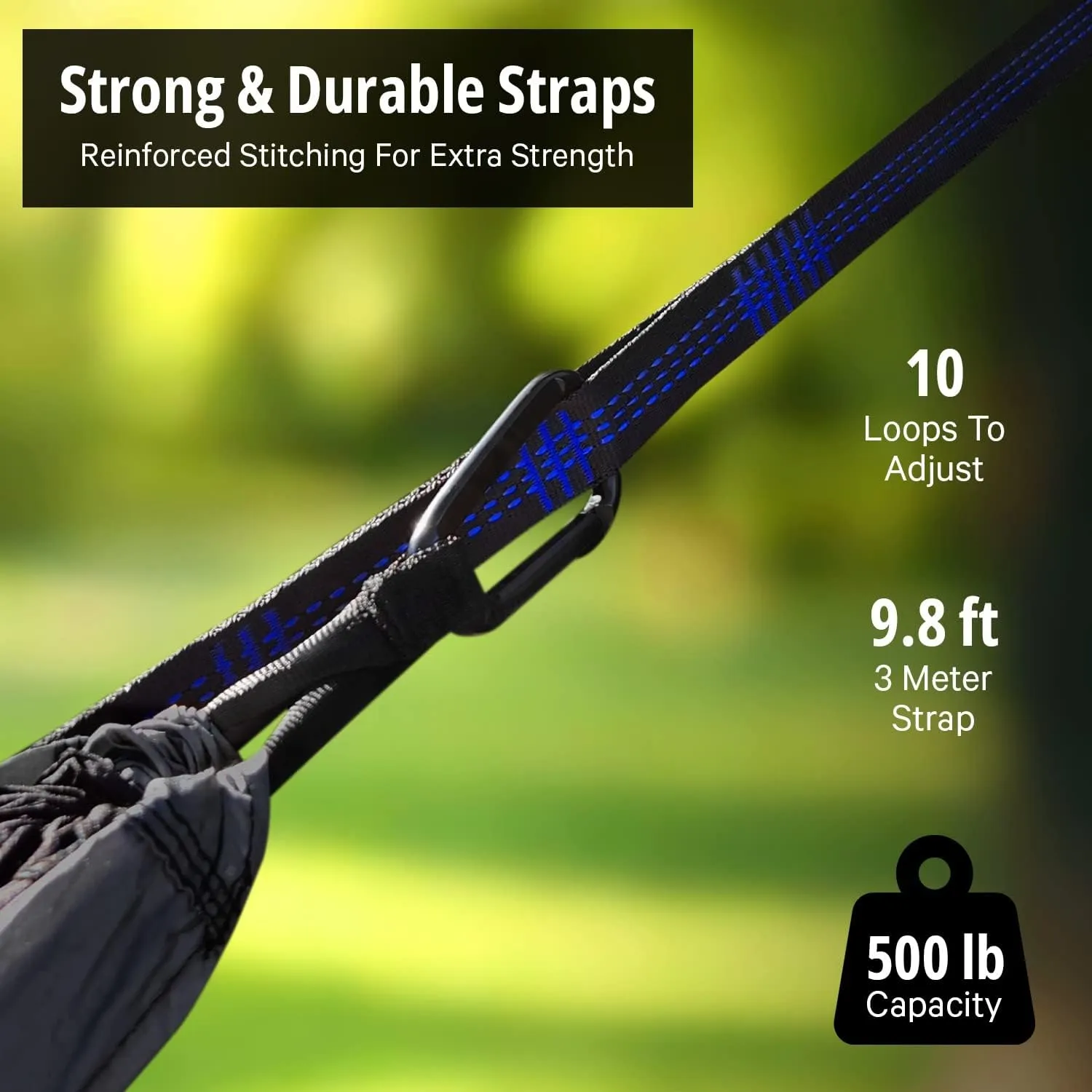 Vigel Camping Hammock - XL Double Hammock 500 Lb Capacity - Nylon - 2 Person Portable Tree Hammock - Camping Accessories for Outdoor, Travel, Hiking