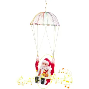 VikriDA Climbing Santa with Music, Christmas Tree Pendant Ornament Novelty Climbing Santa Claus on Rope, Holiday Decoration, Great Gift