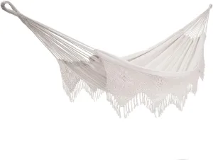 Vivere Double Deluxe Cotton Brazilian Style Hammock with Fringe - 450 lb Weight Capacity