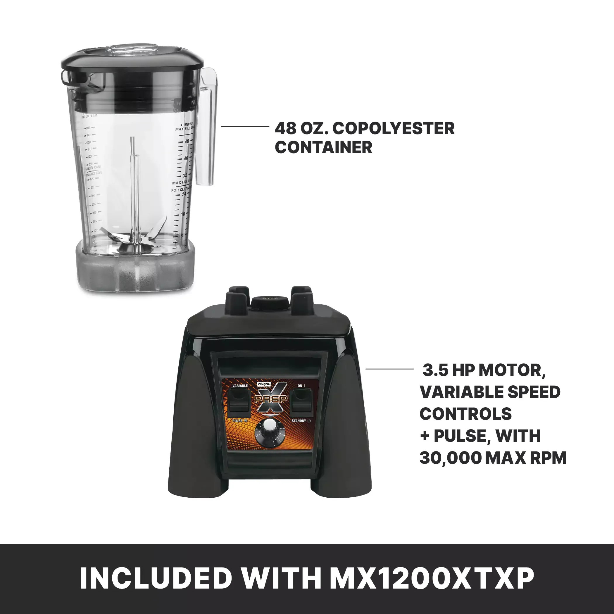 Waring 3.5 HP Heavy Duty XPREP Food Blender with Variable-Speed