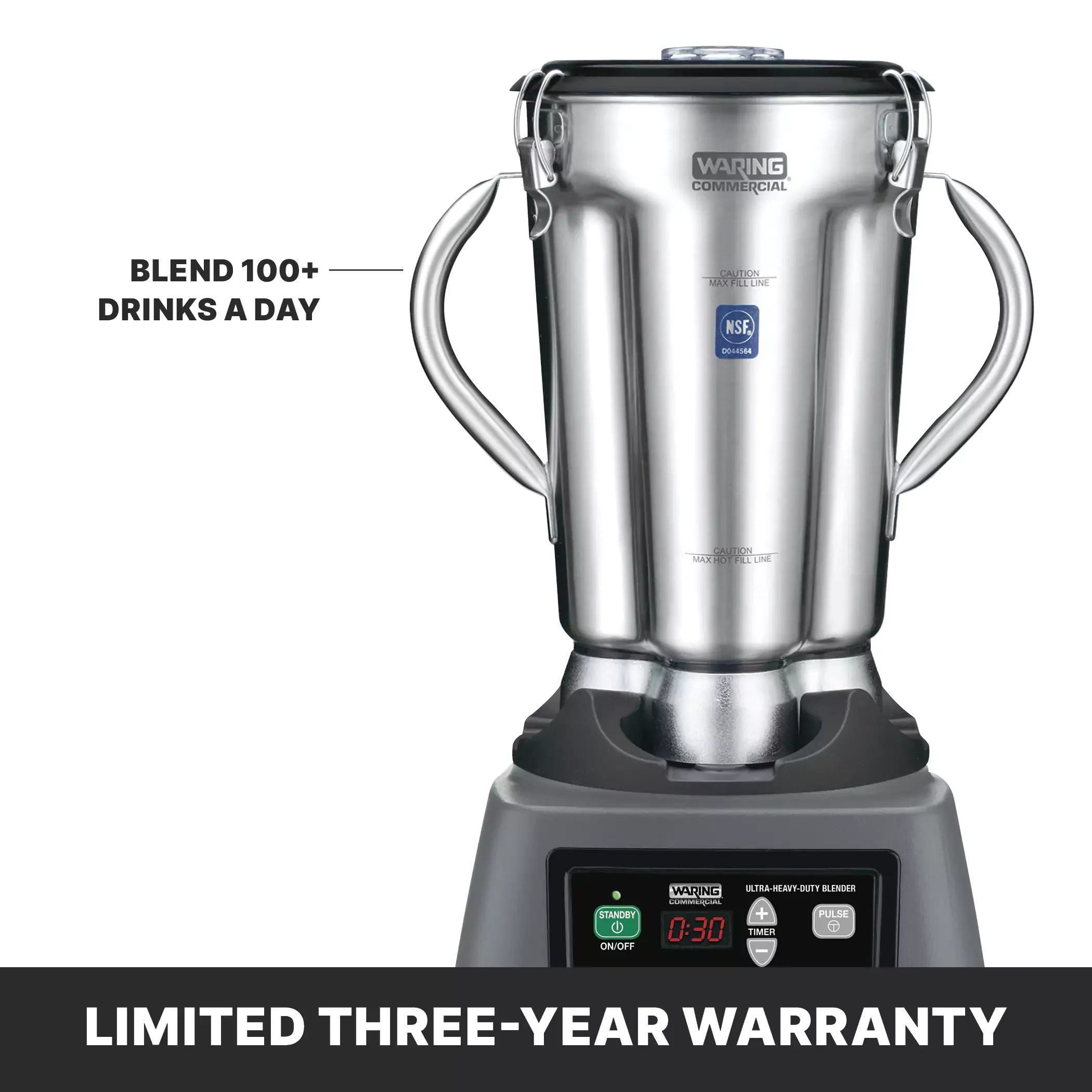 Waring 3.75 HP Heavy Duty One-Gallon Food Blender with Electronic Keypad and Timer CB15T, 120 Volts