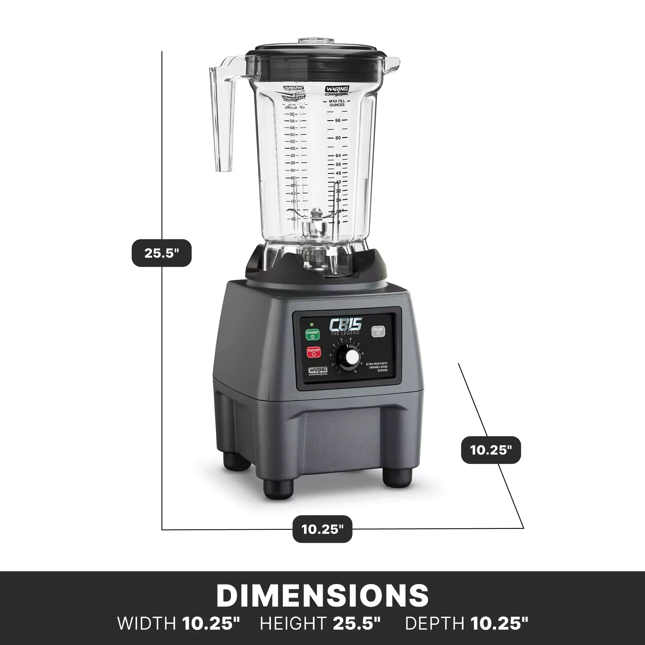 Waring CB15VP 3.75 HP Heavy Duty 1-Gallon Variable Speed Food Blender with Copolyester Container, 120 Volts