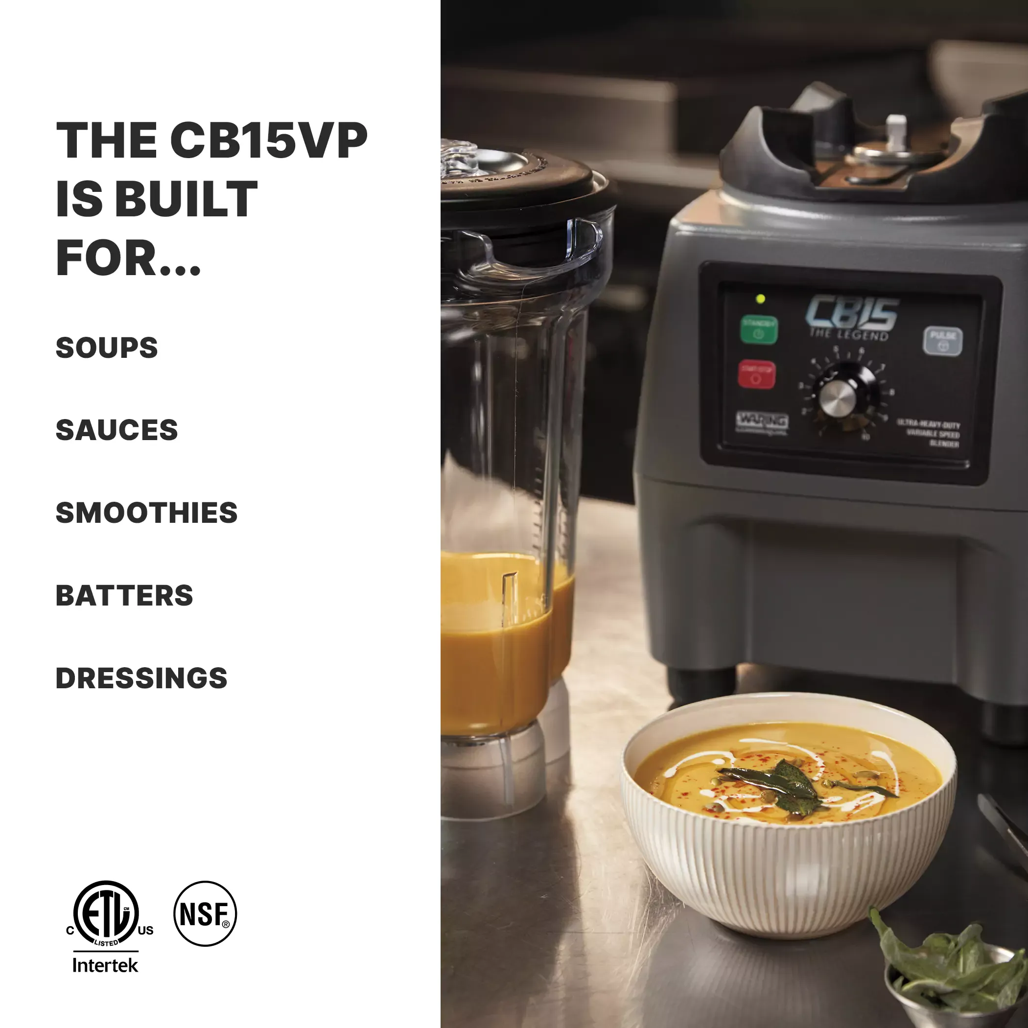 Waring CB15VP 3.75 HP Heavy Duty 1-Gallon Variable Speed Food Blender with Copolyester Container, 120 Volts