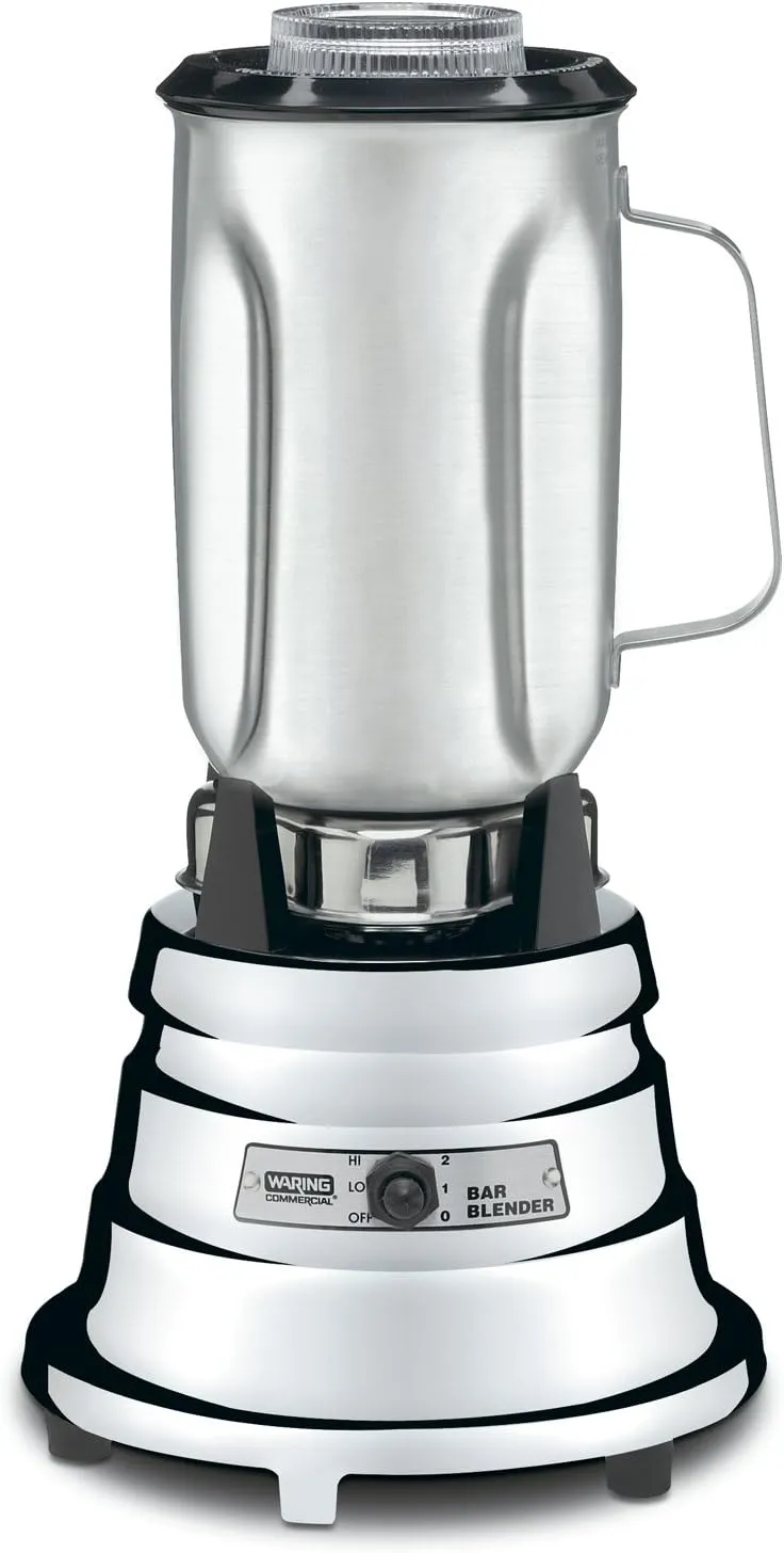 Waring Commercial BB900S 1/2 HP Chrome Bar Blender with 32-Ounce Stainless Steel Container, 1-Quart, Silver