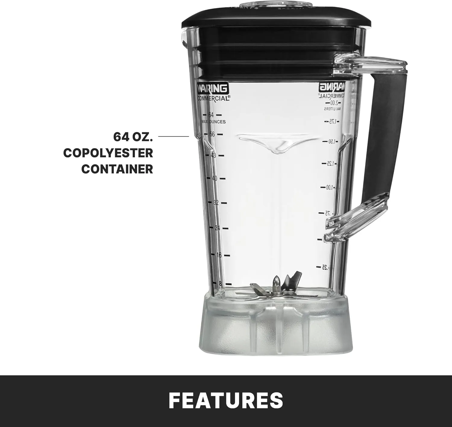Waring Commercial TBB160P6 TORQ 2 Horsepower Blender, Electronic Keypad with 60-Second Countdown Timer and a 64 oz. BPA Free Copolyester Container, 120V, 5-15 Phase Plug