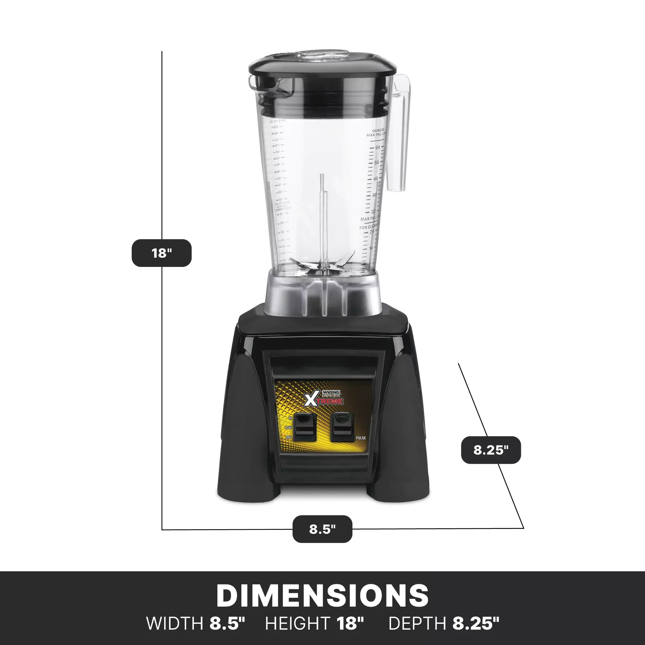 Waring MX1000XTX 3.5 HP Heavy-Duty Hi-Power Blender with Paddle Switches and 64 oz. Copolyester Container