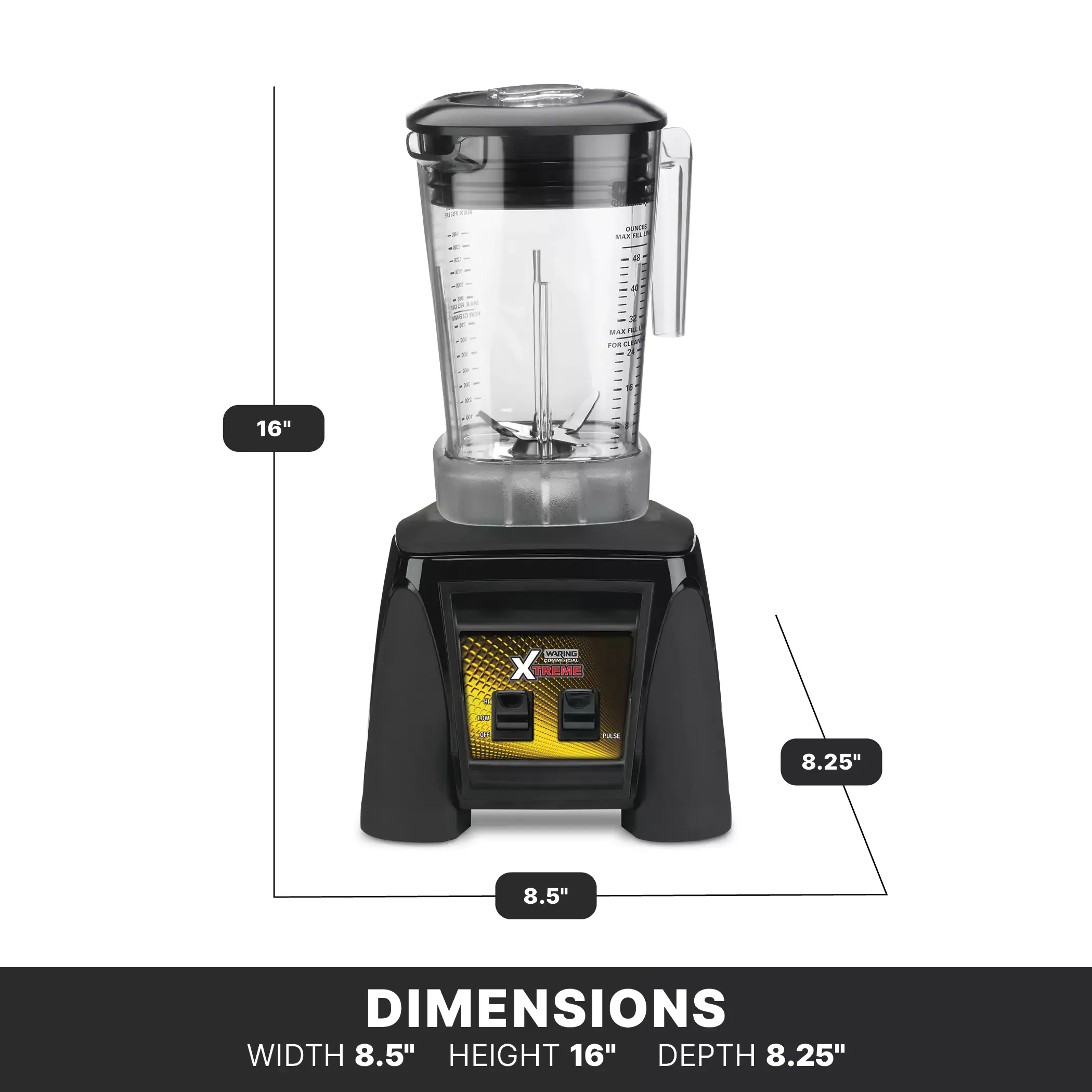 Waring MX1000XTXP 3.5 HP Commercial Blender with Paddle Switches and 48 oz Copolyester Container – 120V