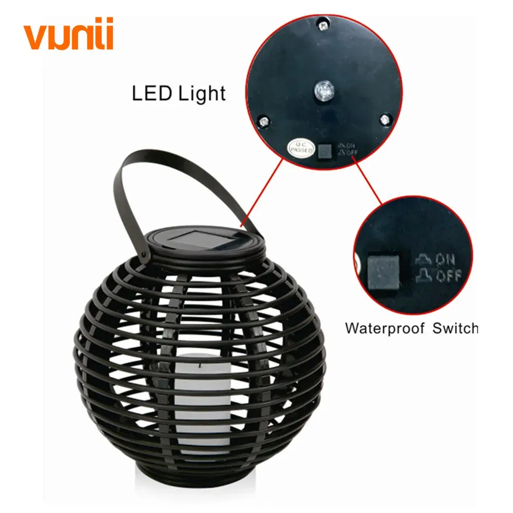 Waterproof LED Solar Powered Candle Lantern With Flickering