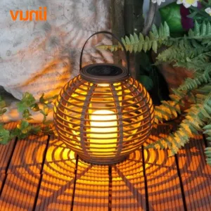 Waterproof LED Solar Powered Candle Lantern With Flickering