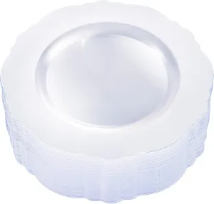 WDF 60pcs Clear Plastic Plates Disposable - 10.25inch Clear Dinner Plates Baroque Disposable Plates for Holiday Gathering, Wedding, Party
