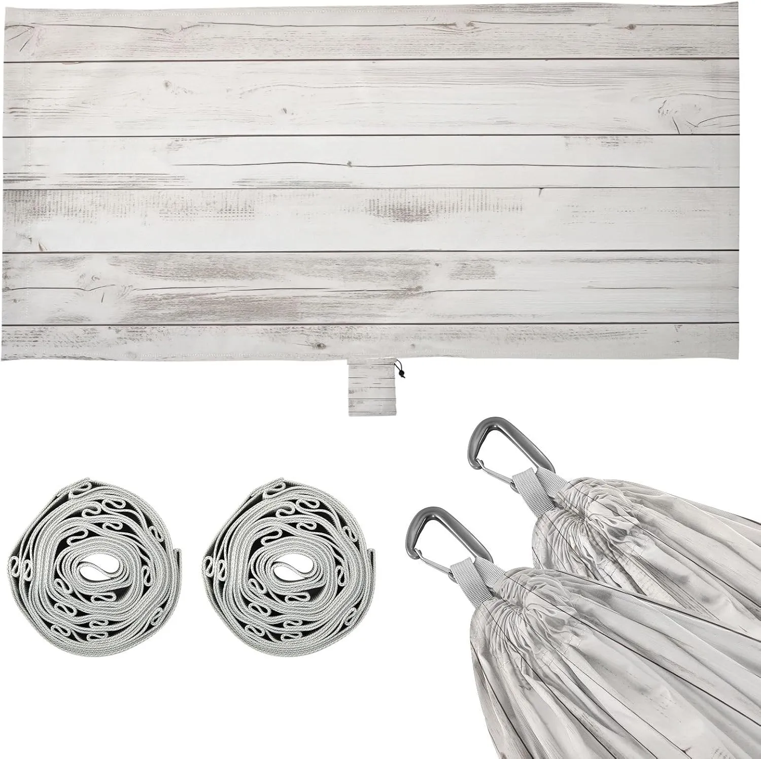 White Wood Texture Camping Hammock, 330 lbs with 2 Tree Straps, Carry Bag, Single Portable Hammock for Outdoor/Indoor, Hiking, Beach, Backpacking, Travel