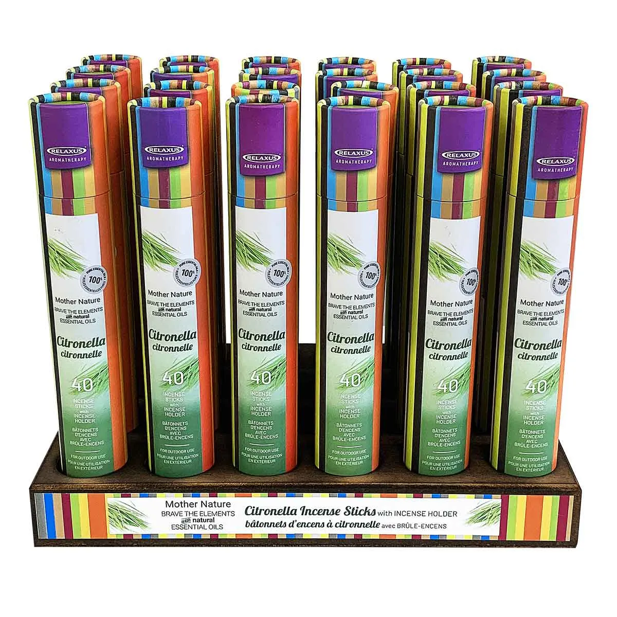 Wholesale Mother Nature Citronella Incense Sticks Displayer of 24