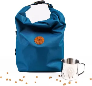 Wilderdog Doggie Bag - Water Resistant, Portable Kibble Carrier & Stainless Steel Mug - Pacific Blue