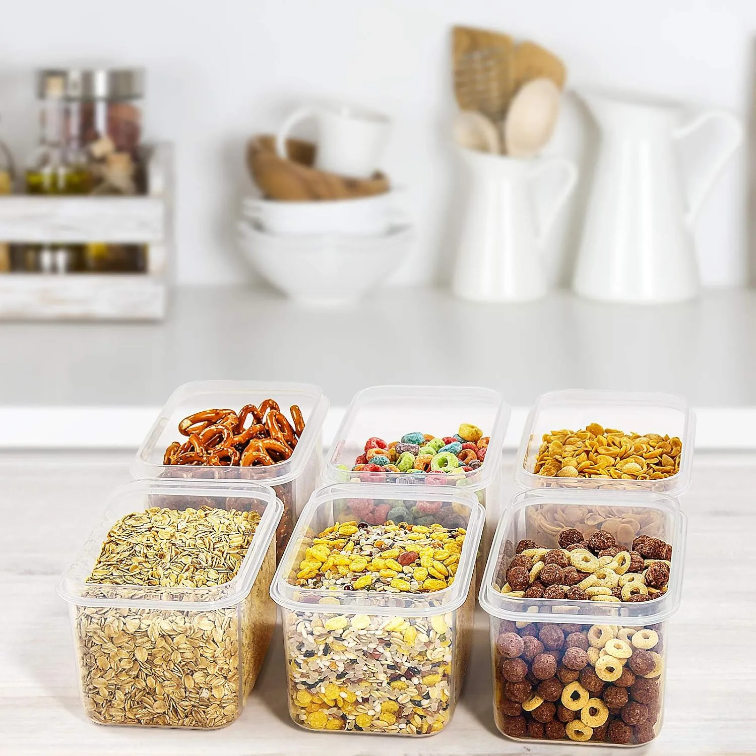 Wildone Cereal & Dry Food Storage Container Set of 16 [0.8L /3.38 Cups] for Sugar, Flour and Baking Supplies, Airtight Leak-proof & BPA Free, with 20 Labels & 1 Marker
