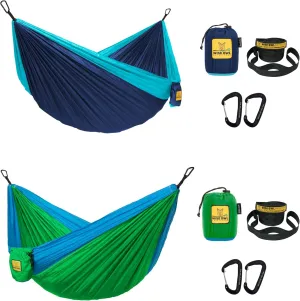 Wise Owl Outfitters Camping Hammocks Duo - Set of 2, Adults and Kids Hammock for Outdoor, Indoor, Single & Double Use w/Tree Straps - Camping Gear Essentials,