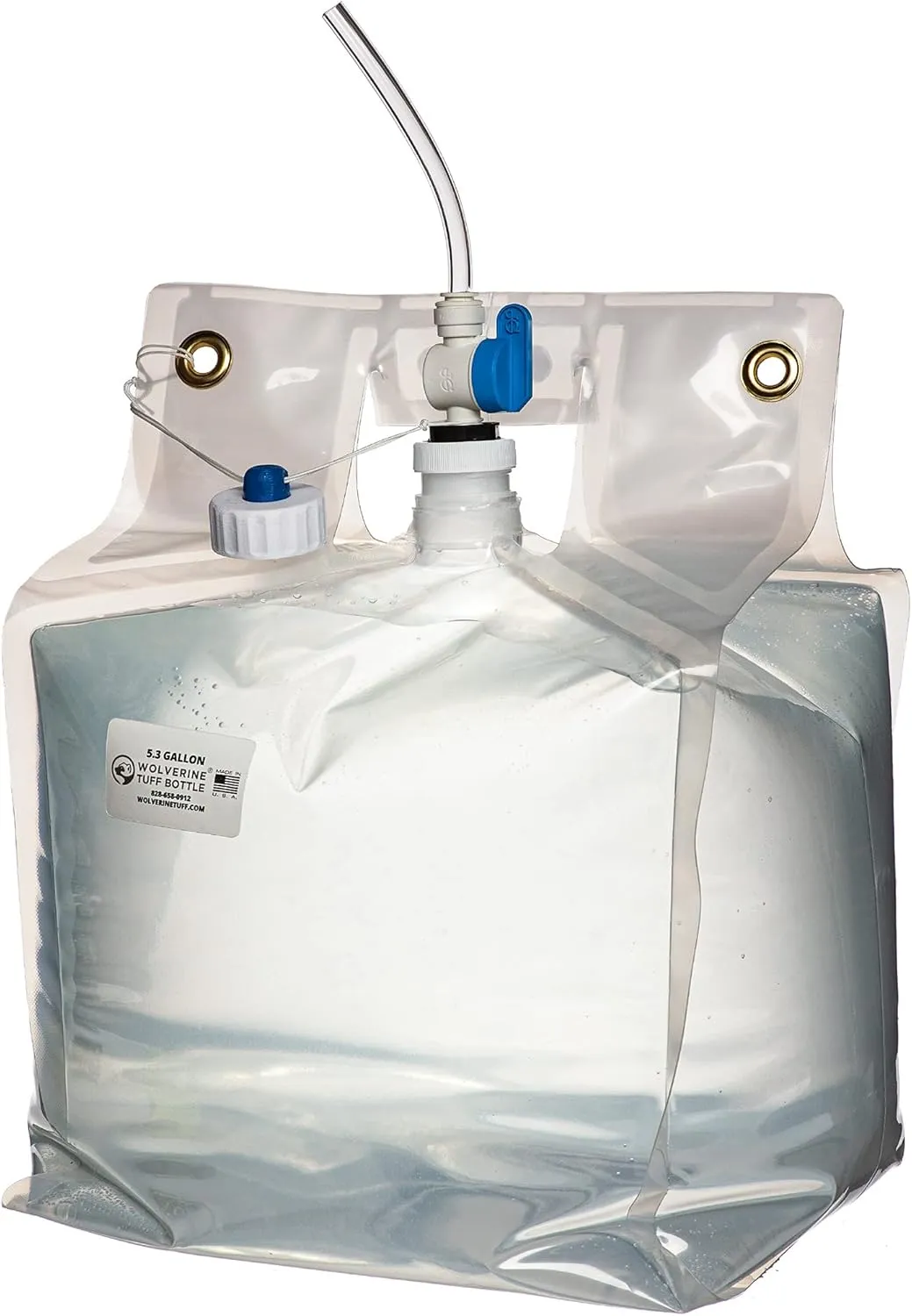 Wolverine Tuff Bottle 5 Gallon/20 Liter Collapsible Water Container with a Blue Tubing Spout