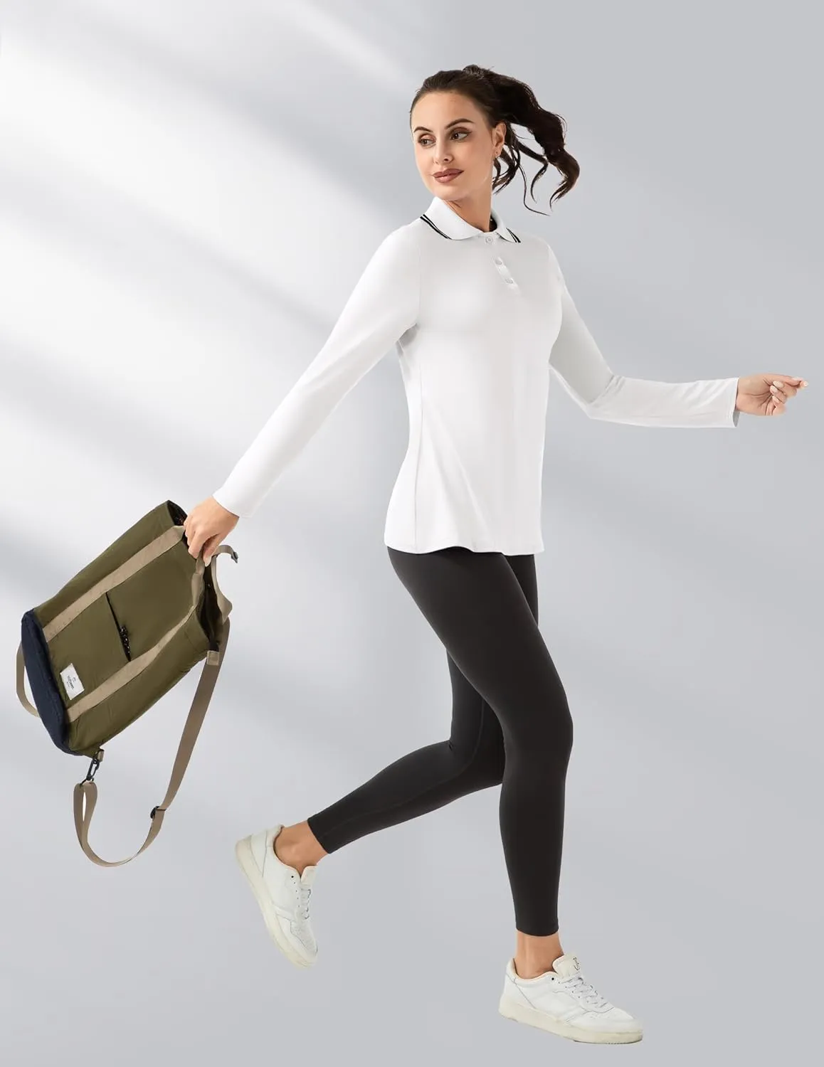 Women's Golf Polo Shirts Long Sleeve Workout Tops UPF 50  Sun Protection Quick Dry Lightweight Active Tennis Shirts