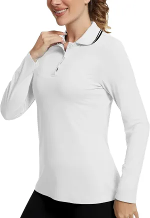 Women's Golf Polo Shirts Long Sleeve Workout Tops UPF 50  Sun Protection Quick Dry Lightweight Active Tennis Shirts