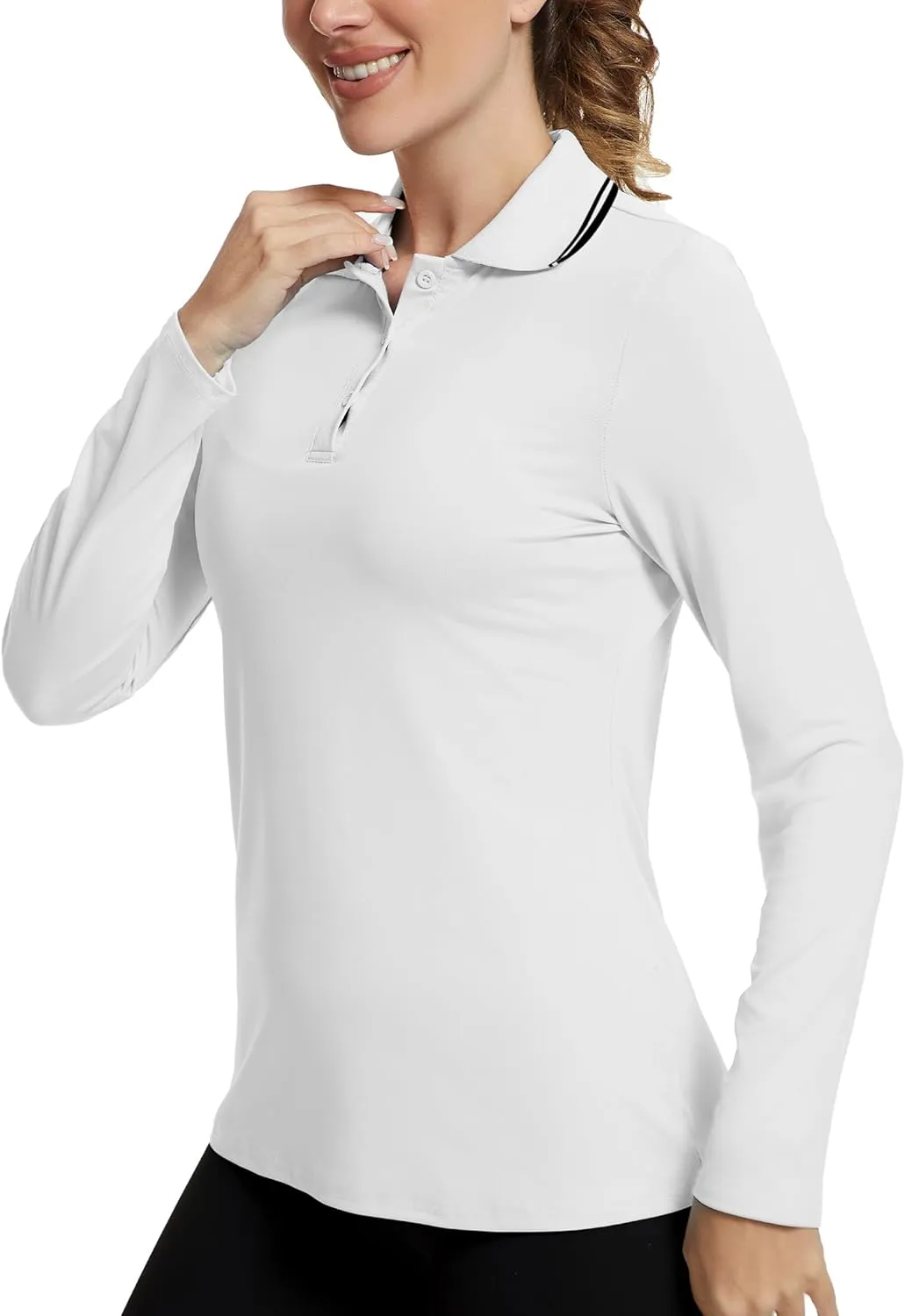 Women's Golf Polo Shirts Long Sleeve Workout Tops UPF 50  Sun Protection Quick Dry Lightweight Active Tennis Shirts