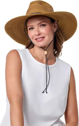 Women's Sun Hat with Chin Cord - UPF 50  Sun Protection - Adjustable Crown > Small to Large Heads - Tempe in Tan (One Size)