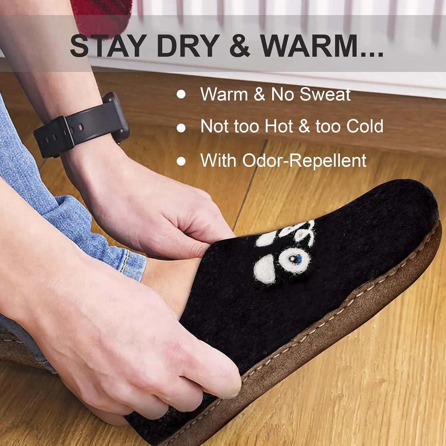 Wool Slippers for Men Women Unisex Indoor House Cozy Warm Bedroom Slip-On Winter Soft Comfy Shoes Organic Natural Felt Footwear