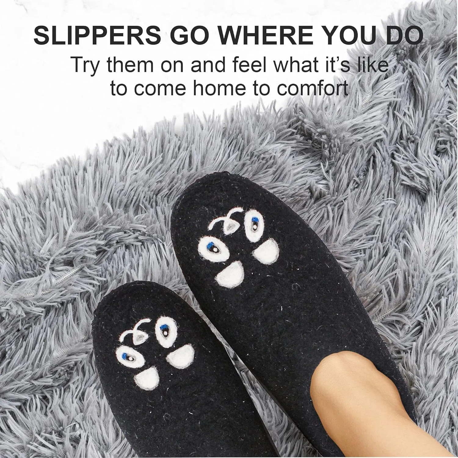 Wool Slippers for Men Women Unisex Indoor House Cozy Warm Bedroom Slip-On Winter Soft Comfy Shoes Organic Natural Felt Footwear
