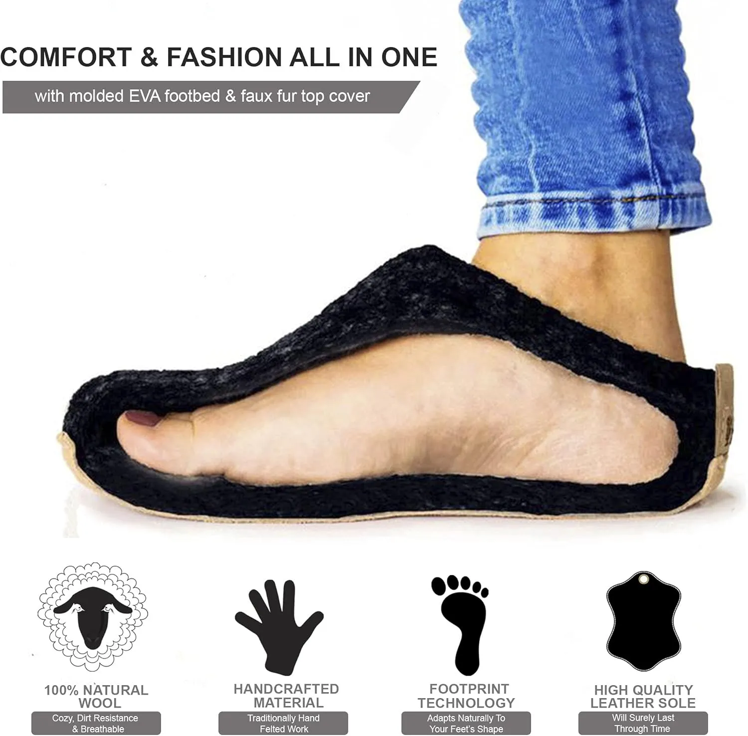 Wool Slippers for Men Women Unisex Indoor House Cozy Warm Bedroom Slip-On Winter Soft Comfy Shoes Organic Natural Felt Footwear